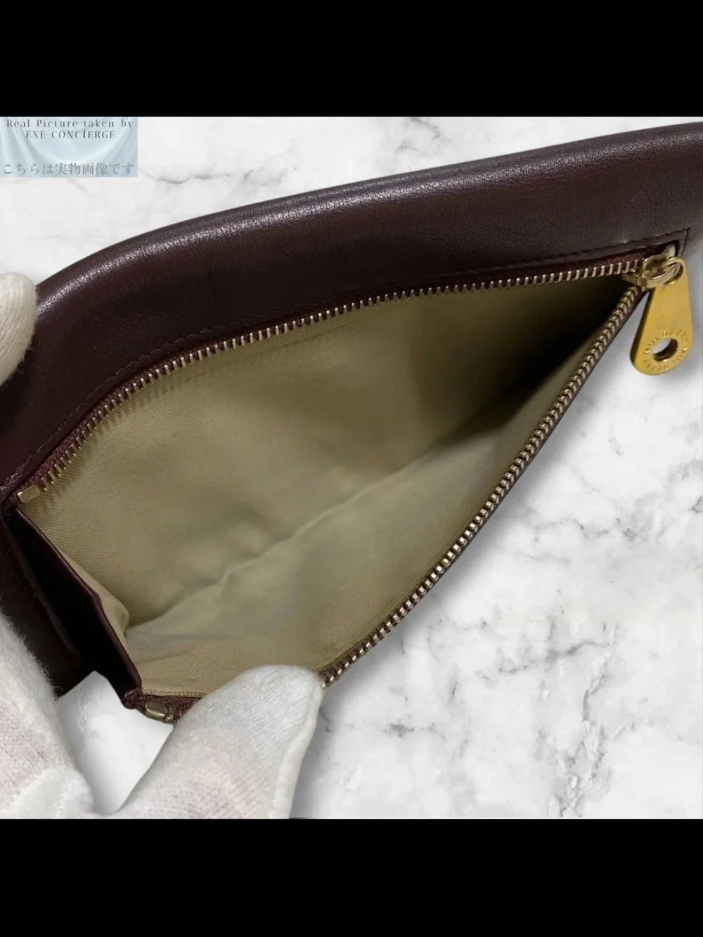 Mulberry Brown Leather Envelope Wallet with Gold Turn-Lock